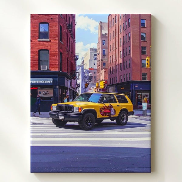 Comic-Style NYC Bronco Canvas – Urban Street Art SUV with Nike Vibe - Gifitto