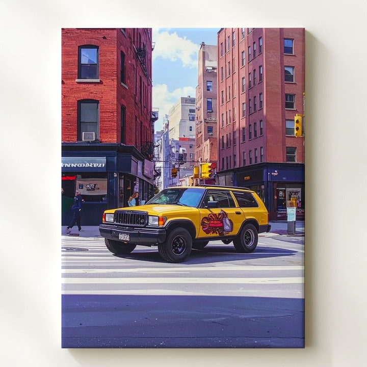 Comic-Style NYC Bronco Canvas – Urban Street Art SUV with Nike Vibe - Gifitto