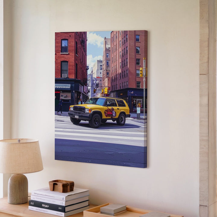 Comic-Style NYC Bronco Canvas – Urban Street Art SUV with Nike Vibe - Gifitto
