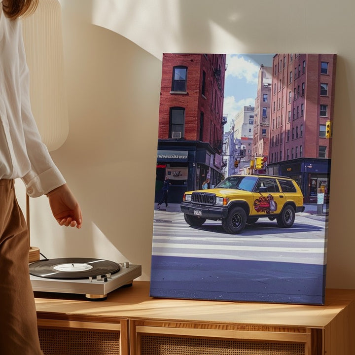 Comic-Style NYC Bronco Canvas – Urban Street Art SUV with Nike Vibe - Gifitto