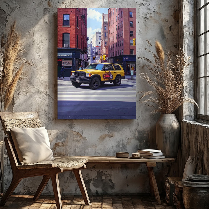 Comic-Style NYC Bronco Canvas – Urban Street Art SUV with Nike Vibe - Gifitto