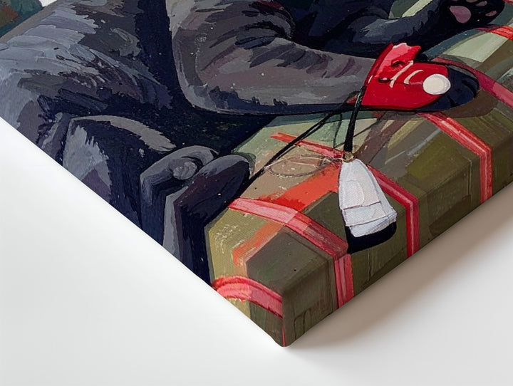 Cozy Couch Cat Canvas – Sleeping Gray Cat with Red Sneaker Wall Art - Gifitto