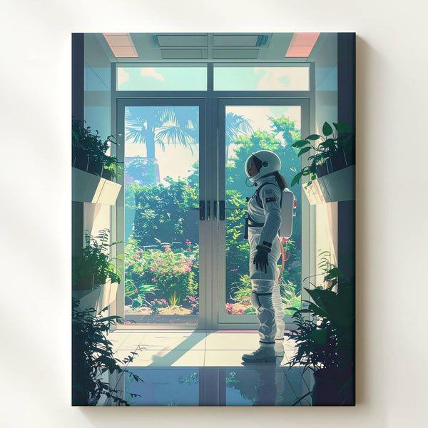 Space Station Greenhouse Canvas – Astronaut & Lush Greenery View Art - Gifitto