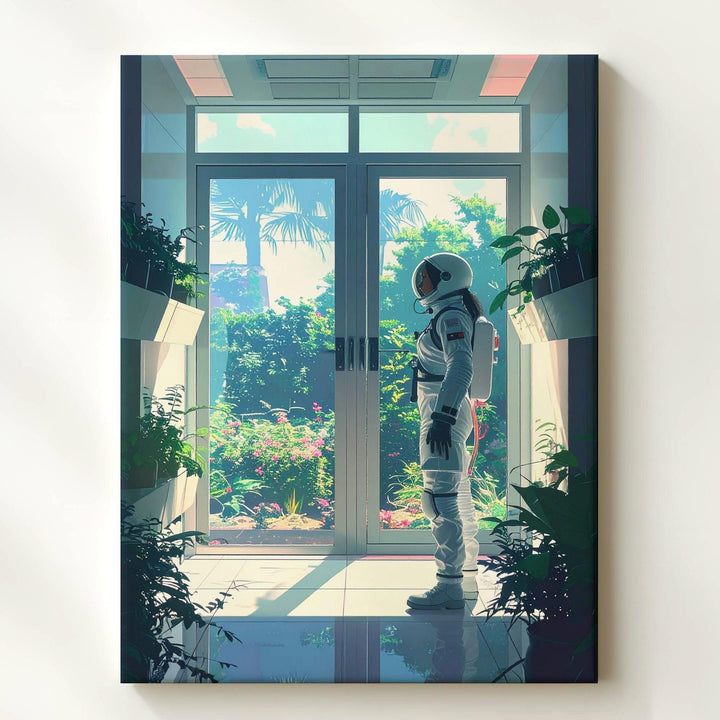 Space Station Greenhouse Canvas – Astronaut & Lush Greenery View Art - Gifitto