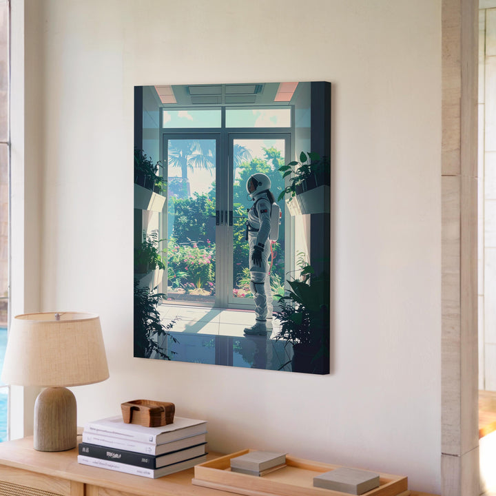 Space Station Greenhouse Canvas – Astronaut & Lush Greenery View Art - Gifitto