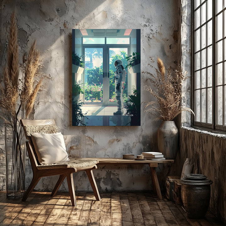 Space Station Greenhouse Canvas – Astronaut & Lush Greenery View Art - Gifitto