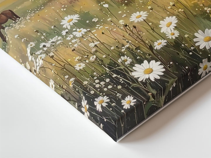 Meadow Grace Canvas – Horses Grazing in a Wildflower Pasture - Gifitto