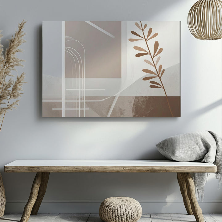 Abstract Minimalist Branch Canvas – Neutral Botanical Wall Art - Gifitto
