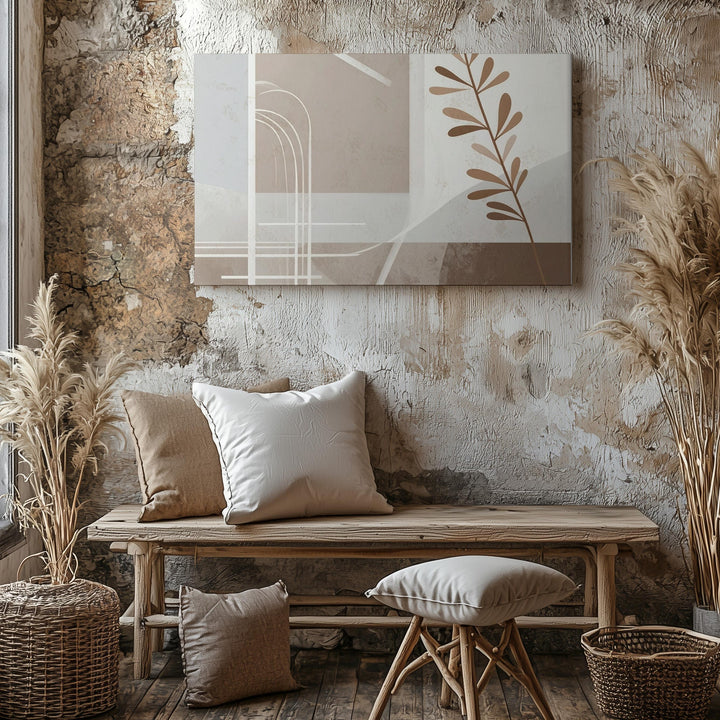 Abstract Minimalist Branch Canvas – Neutral Botanical Wall Art - Gifitto