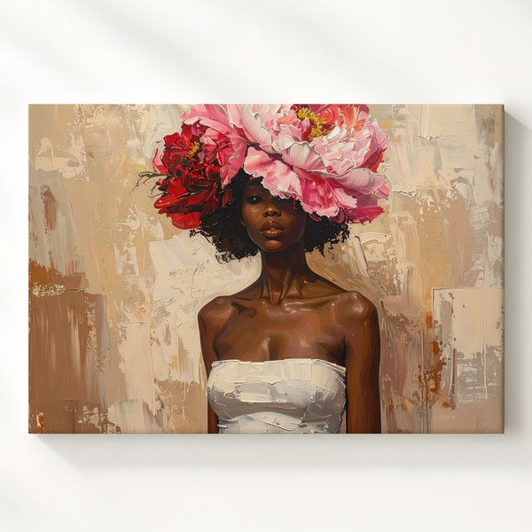 Floral Identity Canvas – Bold Feminine Expression with Peony Headpiece - Gifitto