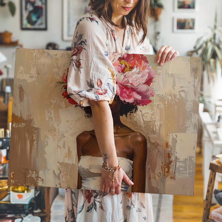 Floral Identity Canvas – Bold Feminine Expression with Peony Headpiece - Gifitto