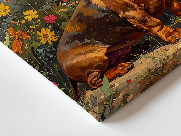 Vintage Dachshund Garden Canvas – Whimsical Puppy & Butterfly Wall Art - Gifitto