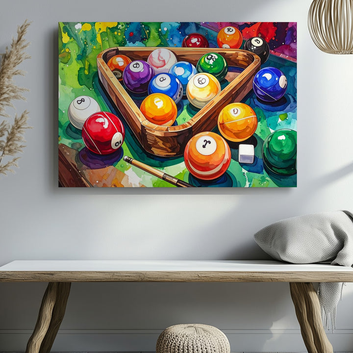 Vibrant Billiards Burst Canvas – Colorful Pool Table Wall Art with Comic Style - Gifitto