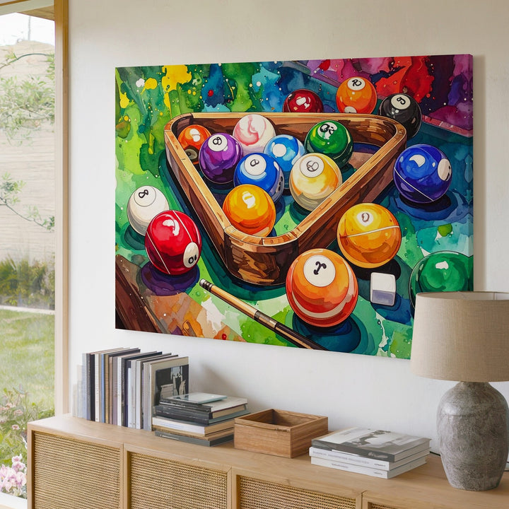 Vibrant Billiards Burst Canvas – Colorful Pool Table Wall Art with Comic Style - Gifitto