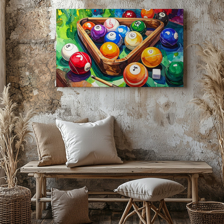 Vibrant Billiards Burst Canvas – Colorful Pool Table Wall Art with Comic Style - Gifitto