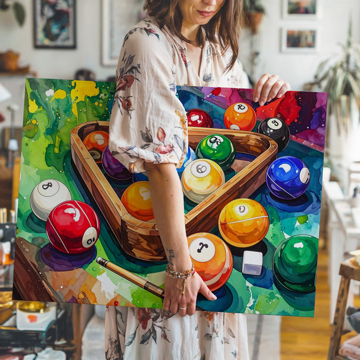 Vibrant Billiards Burst Canvas – Colorful Pool Table Wall Art with Comic Style - Gifitto