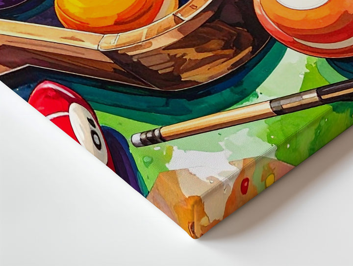 Vibrant Billiards Burst Canvas – Colorful Pool Table Wall Art with Comic Style - Gifitto