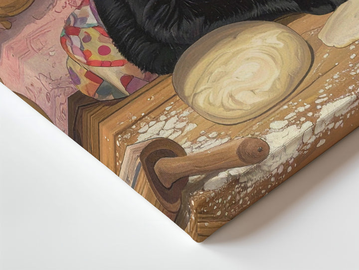 Baking Black Cat Canvas – Anthropomorphic Feline in Kitchen with Apron - Gifitto