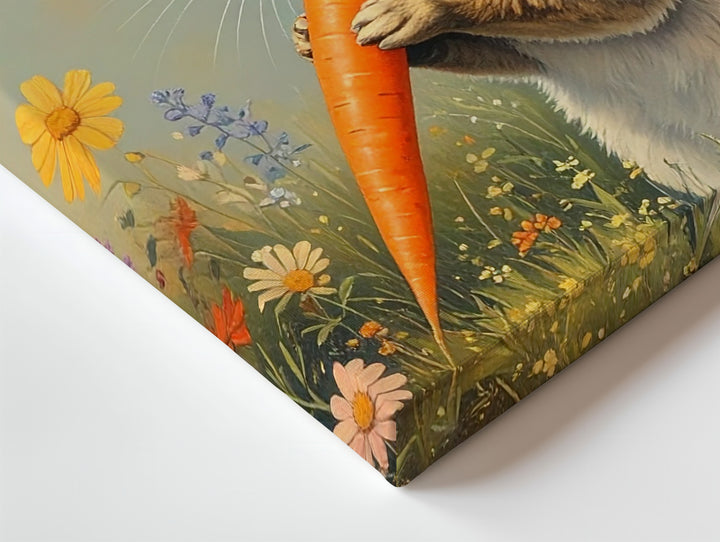 Joyful Rabbit with Carrot Canvas – Vibrant Spring Wall Art - Gifitto