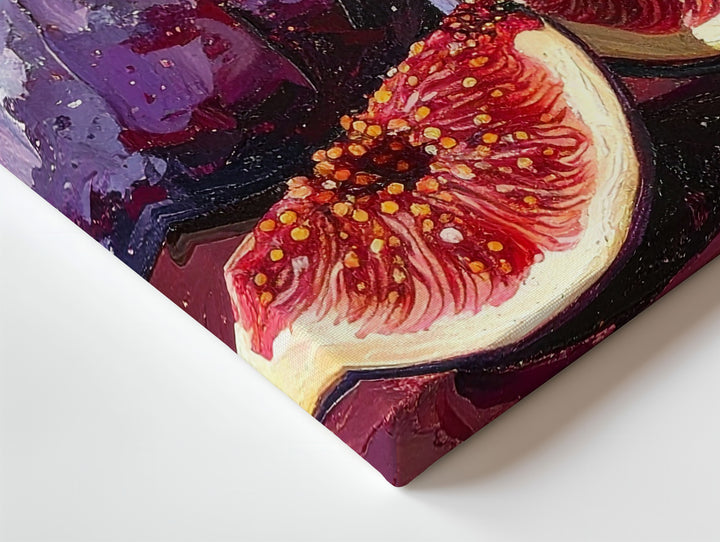 Ripe Fig Cluster Canvas – Bold Oil Painting with Burgundy Textured Background - Gifitto