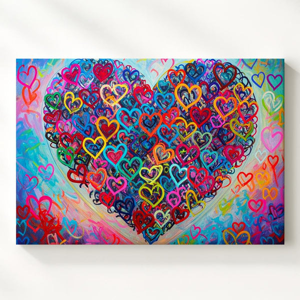 Kaleidoscope Heart Canvas – Colorful Layered Neon Love Art - Gifitto