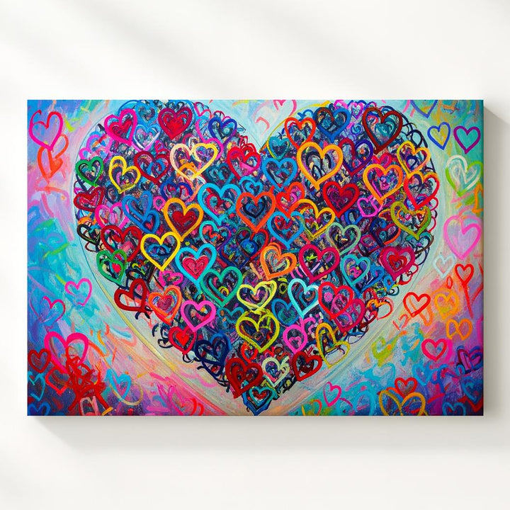 Kaleidoscope Heart Canvas – Colorful Layered Neon Love Art - Gifitto