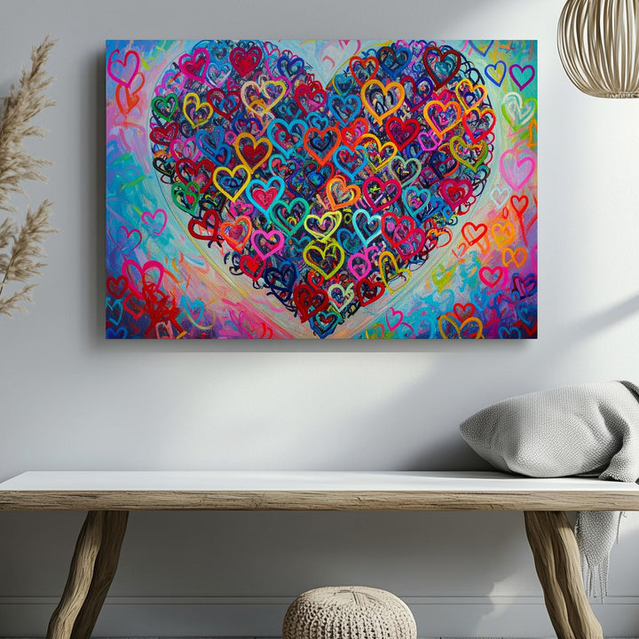 Kaleidoscope Heart Canvas – Colorful Layered Neon Love Art - Gifitto
