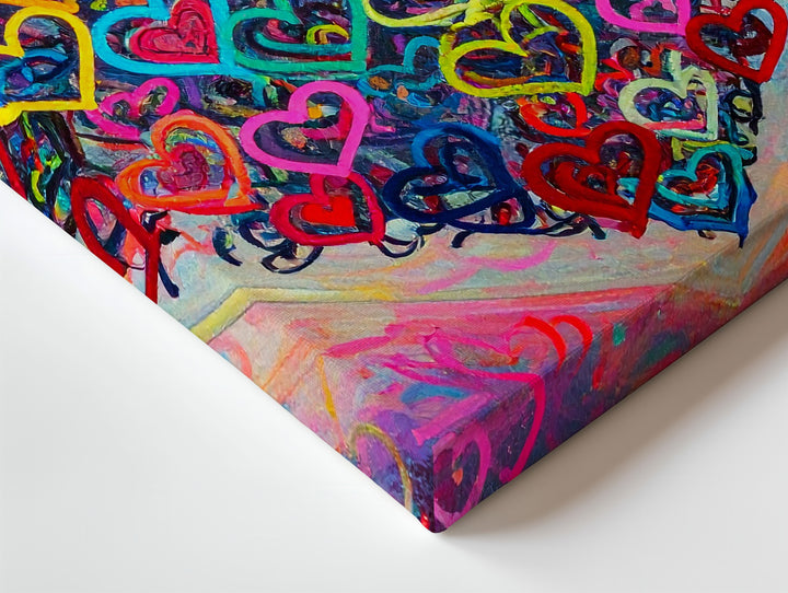 Kaleidoscope Heart Canvas – Colorful Layered Neon Love Art - Gifitto