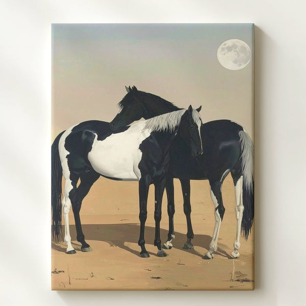 Yin & Yang Horses Canvas – Whimsical Duality in Minimalist Embrace - Gifitto