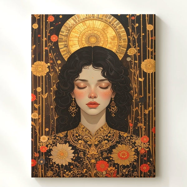 Divine Femininity Canvas – Art Nouveau Inspired Serene Woman Wall Art - Gifitto