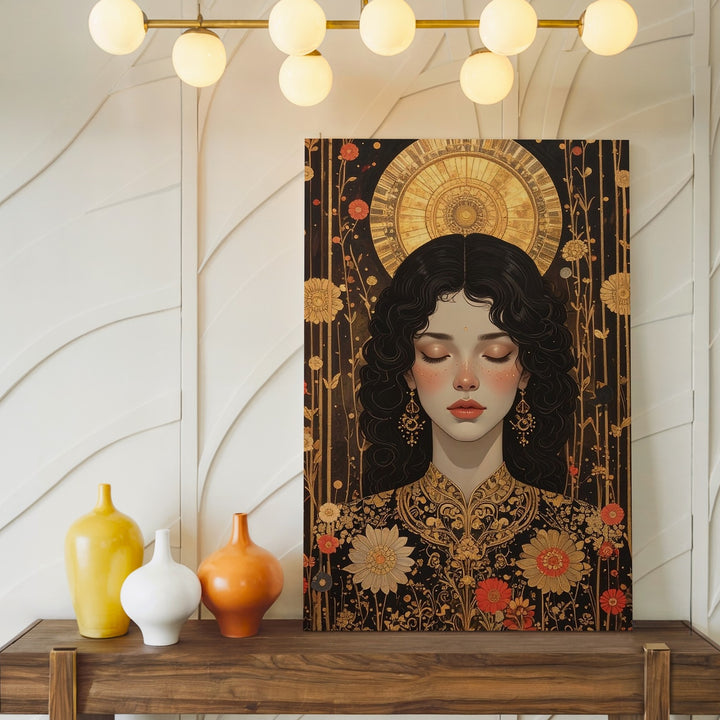 Divine Femininity Canvas – Art Nouveau Inspired Serene Woman Wall Art - Gifitto