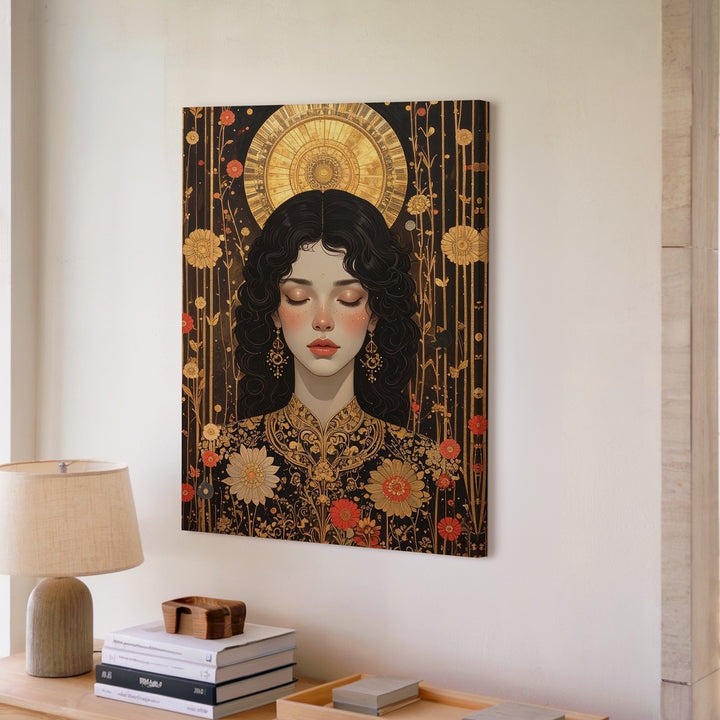 Divine Femininity Canvas – Art Nouveau Inspired Serene Woman Wall Art - Gifitto