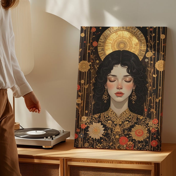 Divine Femininity Canvas – Art Nouveau Inspired Serene Woman Wall Art - Gifitto