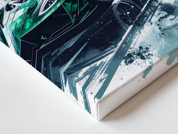 Black & Green Hypercar Ink Splash Canvas – Futuristic Automotive Art Print - Gifitto
