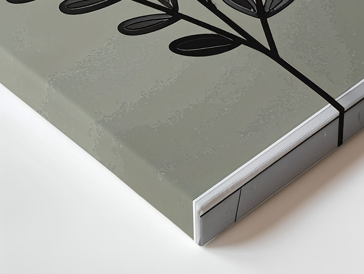 Minimalist Botanical Canvas – Black Branch & Olive Green Wall Art - Gifitto