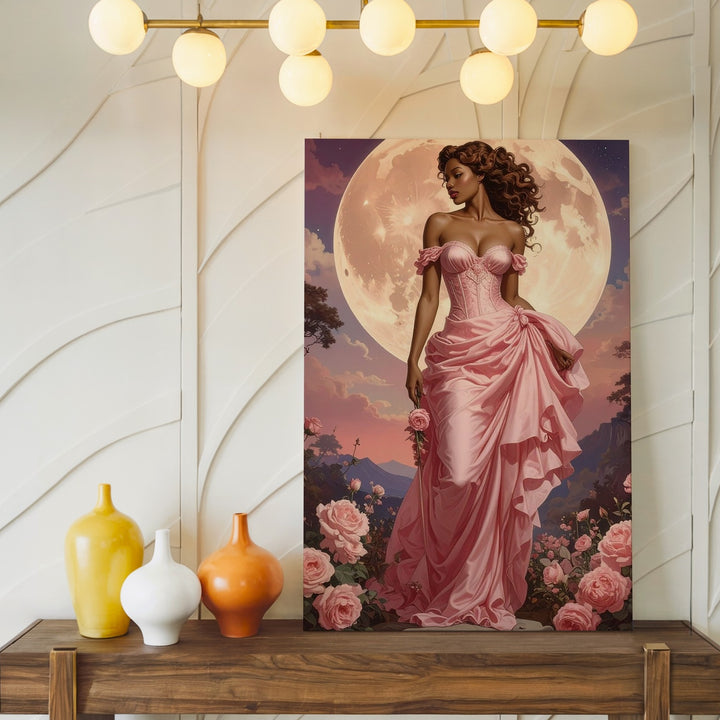 Moonlit Rose Goddess Canvas – Romantic Mythology and Floral Fantasy Art - Gifitto