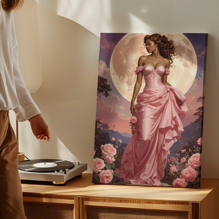 Moonlit Rose Goddess Canvas – Romantic Mythology and Floral Fantasy Art - Gifitto