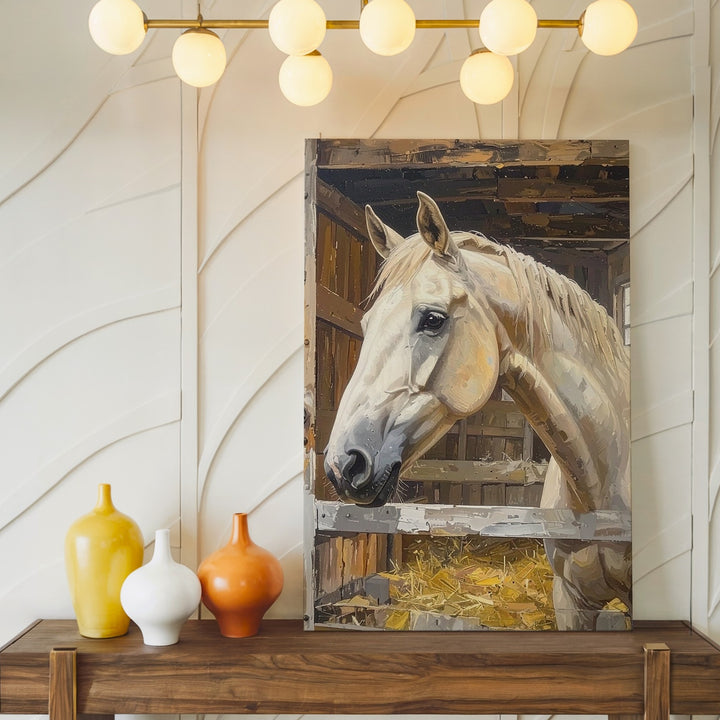 Rustic Horse Stable Canvas – Tranquil Pastoral Wall Art - Gifitto