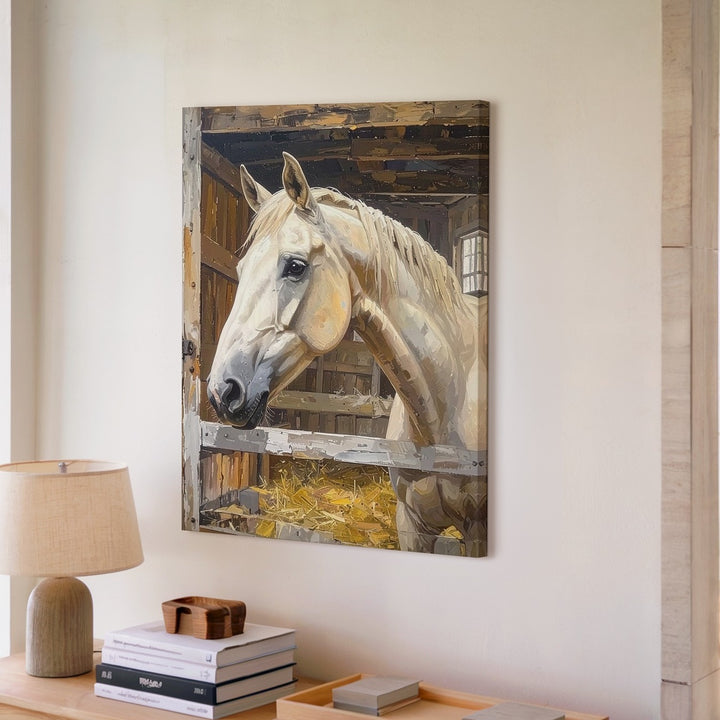 Rustic Horse Stable Canvas – Tranquil Pastoral Wall Art - Gifitto