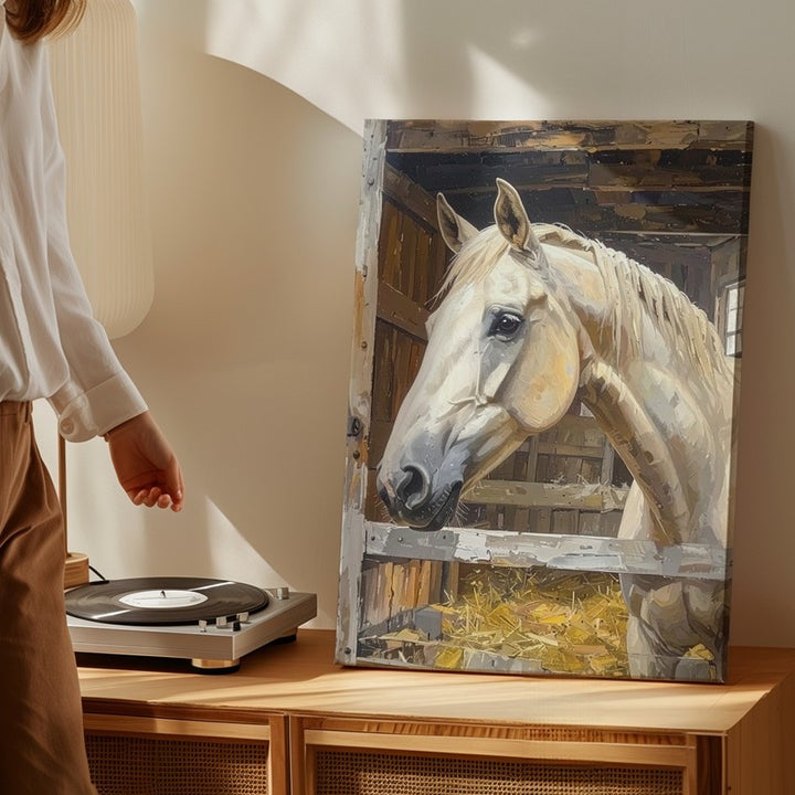 Rustic Horse Stable Canvas – Tranquil Pastoral Wall Art - Gifitto