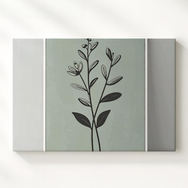 Minimalist Plant Silhouette Canvas – Symmetrical Green Botanical Wall Art - Gifitto