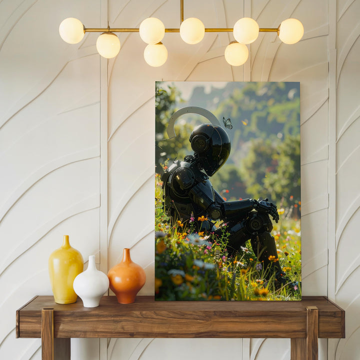 Robot in Bloom Canvas – Harmony of Technology and Nature Art - Gifitto