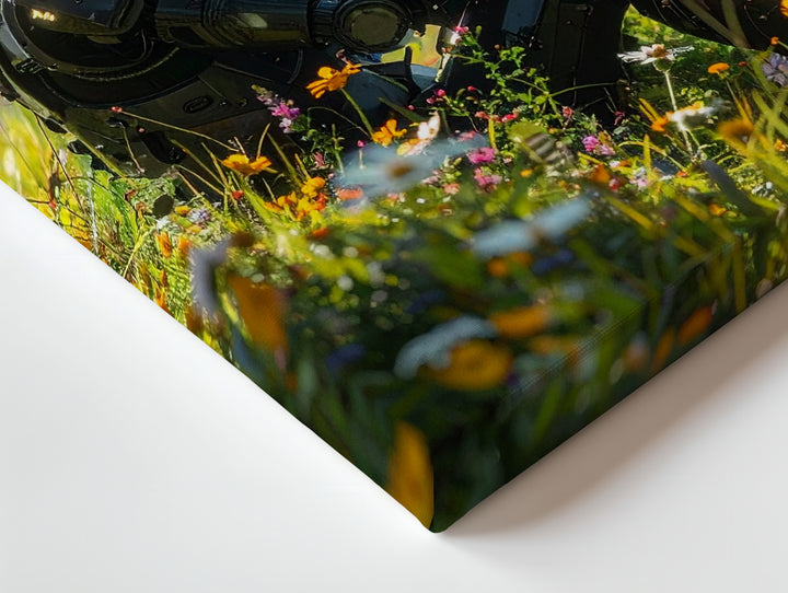 Robot in Bloom Canvas – Harmony of Technology and Nature Art - Gifitto