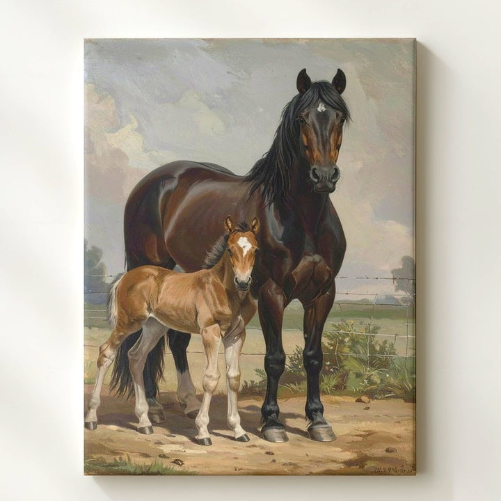 Mother and Foal Canvas – Heartwarming Horse Family Wall Art - Gifitto