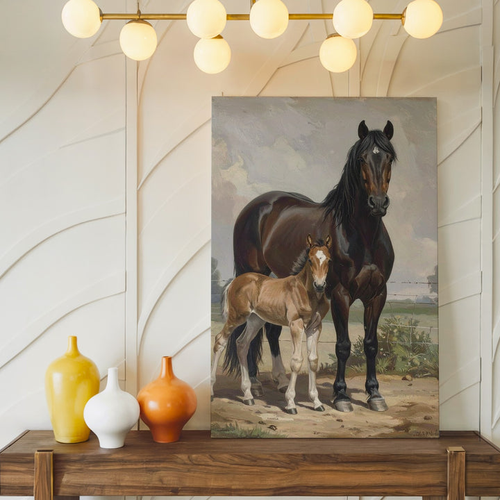 Mother and Foal Canvas – Heartwarming Horse Family Wall Art - Gifitto