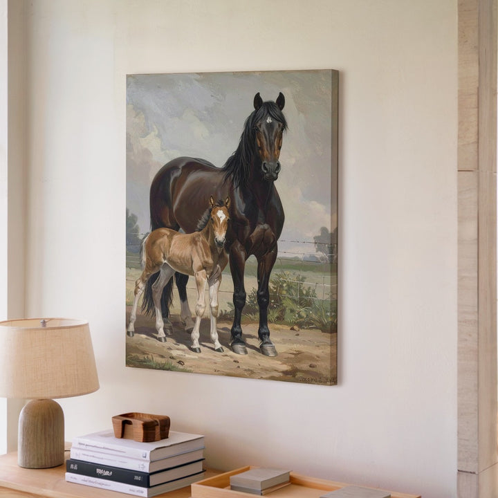 Mother and Foal Canvas – Heartwarming Horse Family Wall Art - Gifitto