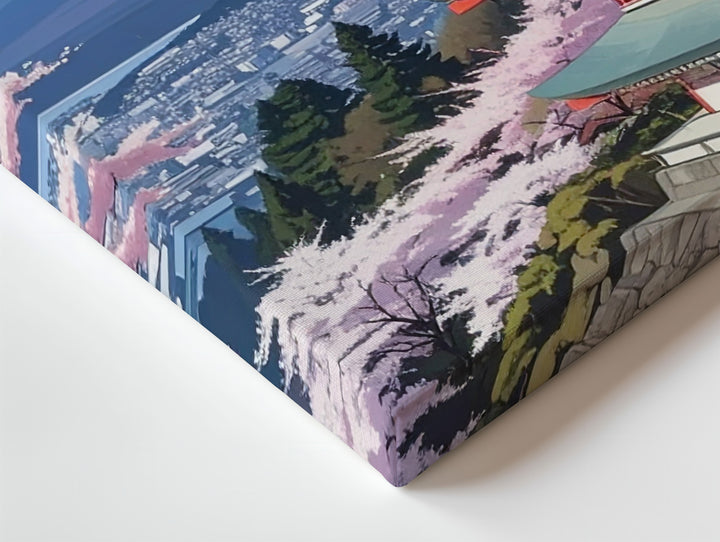Cherry Blossom Pagoda Canvas – Mount Fuji View with Pink Sakura in Bloom - Gifitto
