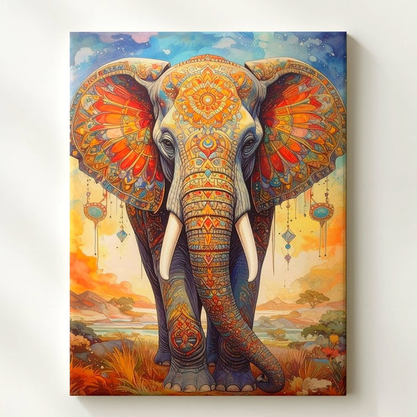 Mystical Mandala Elephant Canvas – Spiritual Digital Art with Sacred Patterns - Gifitto