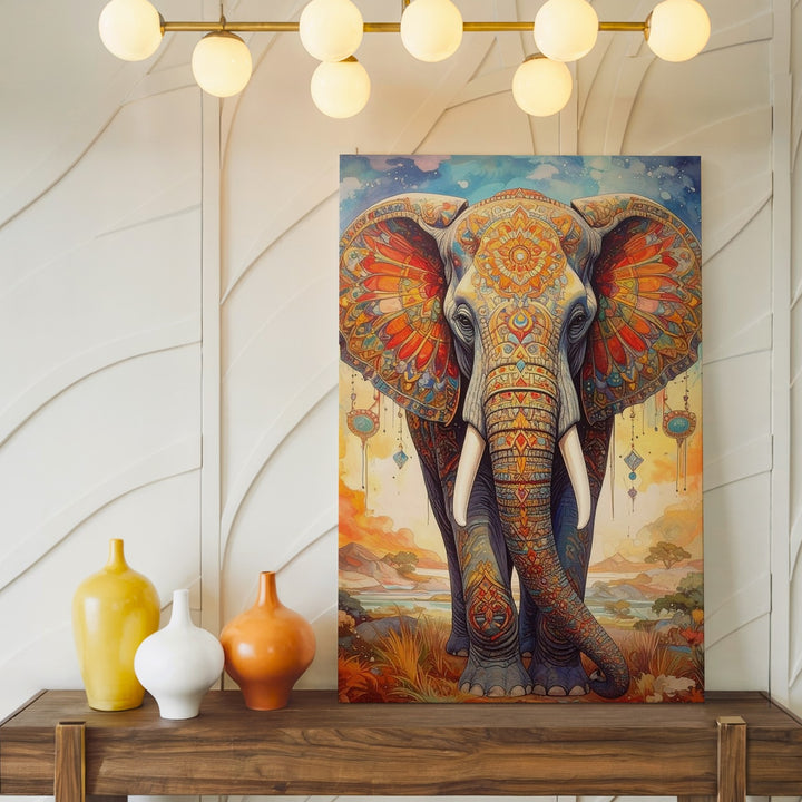 Mystical Mandala Elephant Canvas – Spiritual Digital Art with Sacred Patterns - Gifitto