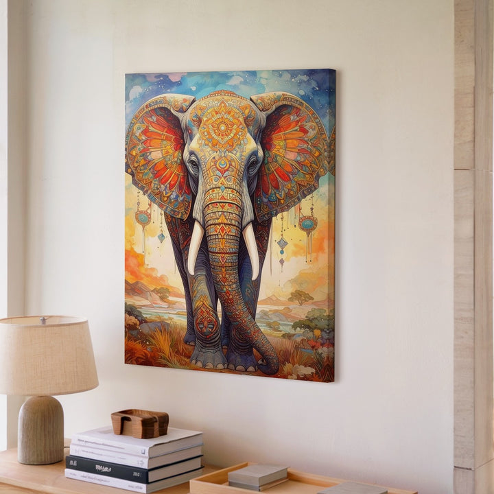 Mystical Mandala Elephant Canvas – Spiritual Digital Art with Sacred Patterns - Gifitto